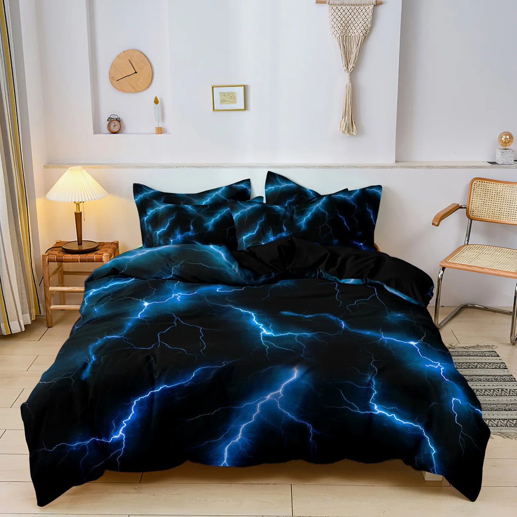 3D Printed Duvet Cover Set (No Filling) Lightning Thunder Pattern Soft Bedding Set Single Twin Size For Kids Adult Home Decor