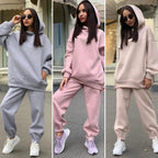Women Tracksuit Autumn Winter Warm Hoodies Top Suits Casual Hooded Sweatshirts And Jogging Pants Outfits Sweatpants 2 Piece Sets
