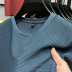 Summer Men's Round Neck Short Sleeved T-shirt M-5XL Oversize Wrinkle Resistant Breathable Top Texture Fabric Versatile Tees