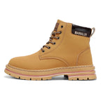 Classic Men High Top Boots High Quality Yellow Leather Boots Fashion Outdoor Sneakers Men Lace Up Non-Slip Ankle Boots for Men
