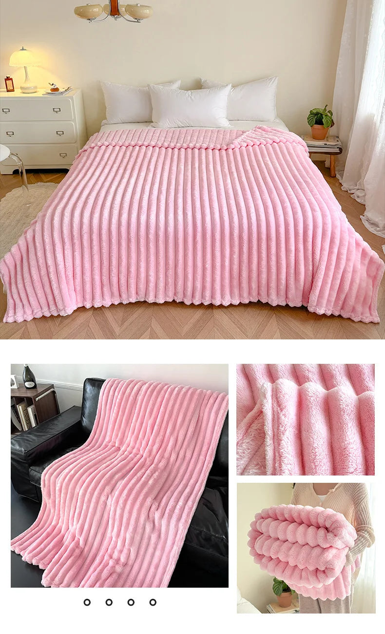 Thickened Material Suitable for Bedroom 1 Piece of Plush Blanket with Wide Terms, Solid Color Multifunctional Flannel Blanket