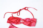Weird Puss Tie-Dye Print Dress Women Bandage Halter Backless Irregular Hollow Ruched Knot Tie-Dye Ribbon Slits Sexy Long Bodycon