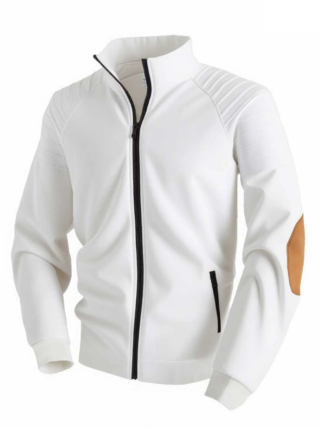 New Fashion Men's Jacket - pure color casual long-sleeved coat with pleated sleeves, suitable for spring and autumn seasons.