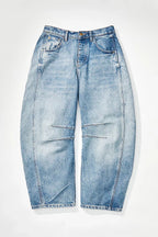Midiross High Stretch Mid-Rise Barrel Jeans Fashion wide Leg Shape Women Casual Baggy Mid Waist Denim Pants