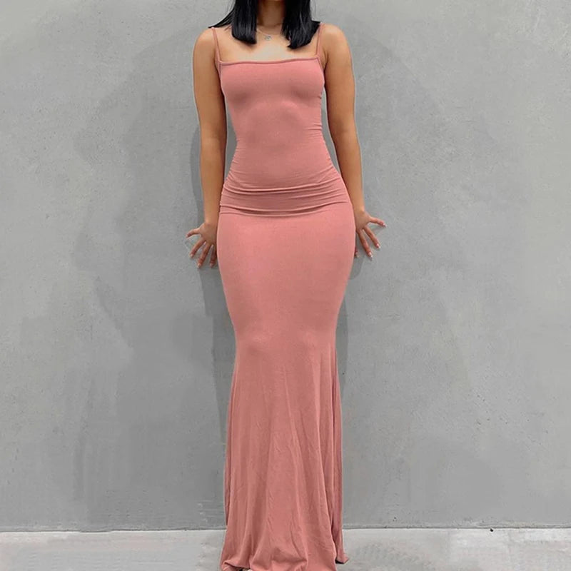 Satin Slip Sleeveless Backless Maxi Dress Women 2026 Y2k Summer Bodycon Elegant Sexy Outfits Ladies Birthday Party Club Sundress