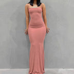 Satin Slip Sleeveless Backless Maxi Dress Women 2026 Y2k Summer Bodycon Elegant Sexy Outfits Ladies Birthday Party Club Sundress