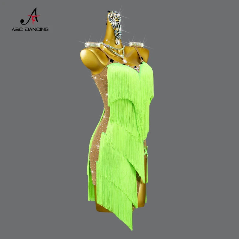 2025 New Latin Dance Dress Adult Womens Sexy Short Skirt Tassel Clothes Ballroom Practice Wear Line Suit Prom Costume Customized Secondary image