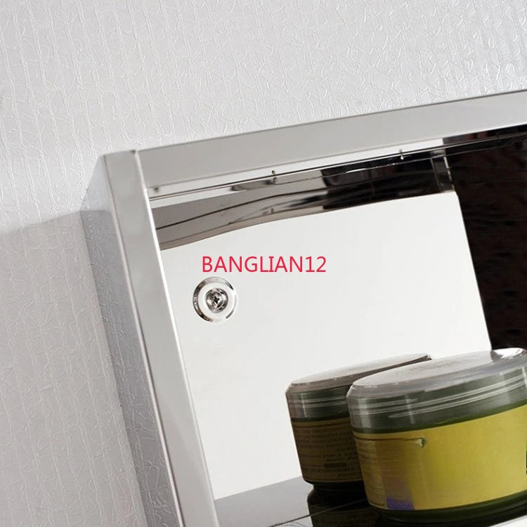Wall-mounted stainless steel mirror cabinet, simple modern bathroom thickened bathroom mirror cabinet