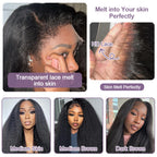 Kinky Straight Bob Wig Glueless 100% Human Raw Hair Tissage Wig HD Transparent Lace Closure Yaki Short Wig Perruques Vietnamese