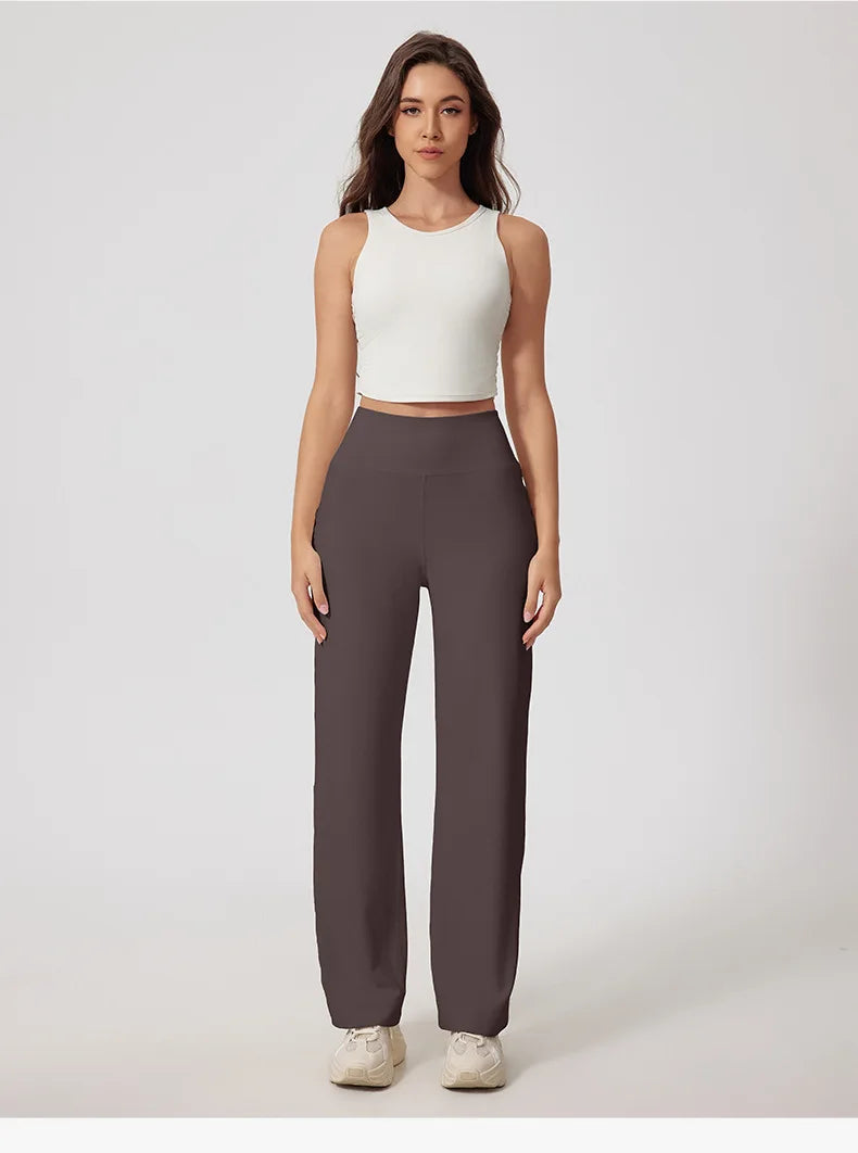 New Women Sportswear Yoga Set Sport Suit Gym Workout Clothes Gym Vest Crop Top High Waist Straight leg Pants Fitness Sports Wear