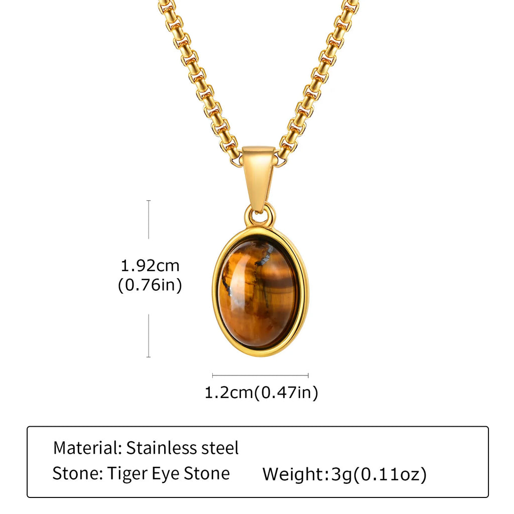 Trendy Pendant Necklaces for Men Boys,Square Natural Stone Stainless Steel Necklaces,Hip Hop Cool Healing Jewelry Gifts
