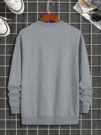 Men's autumn and winter thick velvet warm and fashionable casual loose Paris print round neck long sleeved pullover