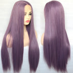 Voguequeen Platinum Blonde Synthetic Lace Front Wigs Silky Straight Heat Resistant Fiber Daily Wear For Women