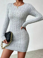 Spice Girl niche temperament slim knit crew neck dress Women's new autumn and winter slim base with short skirt