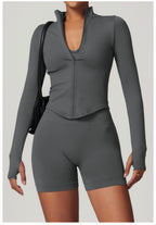 New Women Seamless Zipper Jacket Yoga Long Sleeved Gym Top Yoga Push Up Jacket Fitness Running Workout Sport Coat Women's Shirts
