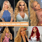 13x6 HD Body Wave Honey Blonde Lace Front Human Hair Wig For Women Colored #27 13x4 Transparent Lace Frontal Wigs Pre Plucked