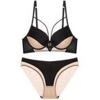Skeleton Solid Color Plus Size CD Size Lingerie SuitPush Up Bra Set Adjustable Brassiere With Comfort Panties