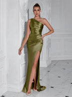 Formal Women's Evening Prom Elegant Party wedding guest  Celebrity Female Satin Maxi Club Wear Cocktail Dresses