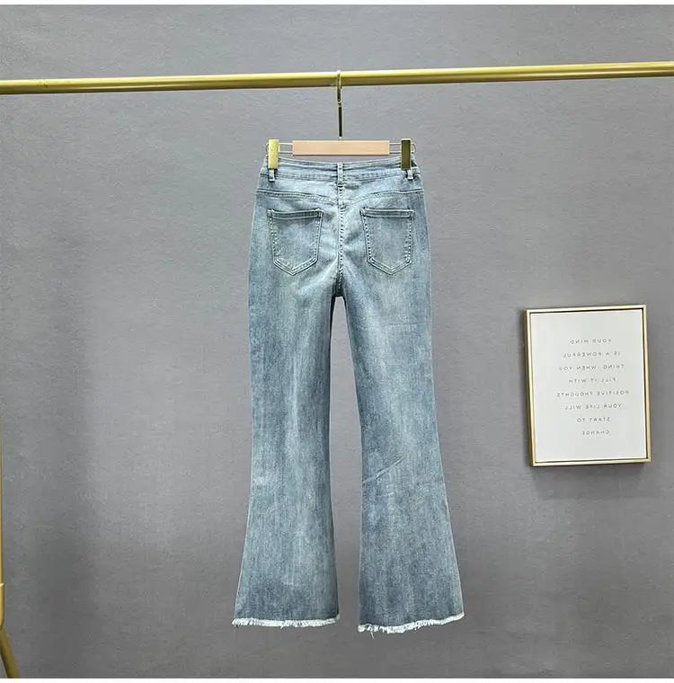 Y2k Jeans Trend Spring Summer Fashion All-match Lace Splicing Denim Straight Pants Blue Jeans for Women Streetwear Wide Leg New