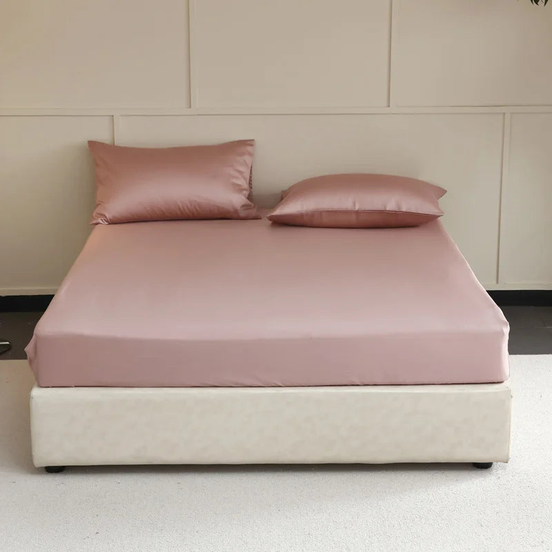 Mulberry Silk Fitted Bed Sheet with Elastic Bands Luxury Mattress Cover Single Double King Queen Size Bed Cover 100/140/200/220
