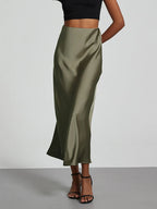 Fashion Satin Party Long Skirt High Waist Solid Color Casual Basic Women Skirts Fishtail Skirt Chic Summer Woman Clothing 2026
