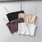 2026 Summer Women's Crop Top Sexy Elastic Cotton Camis sleeveless Short Tank Top Bar