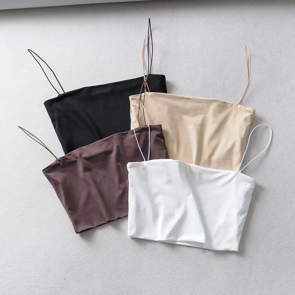 2026 Summer Women's Crop Top Sexy Elastic Cotton Camis sleeveless Short Tank Top Bar