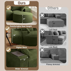 108in U-Shape Modular Sectional Sofa Deep Seat Corduroy Oversize Ottoman Cloud Couch Small Apartment Green Custom
