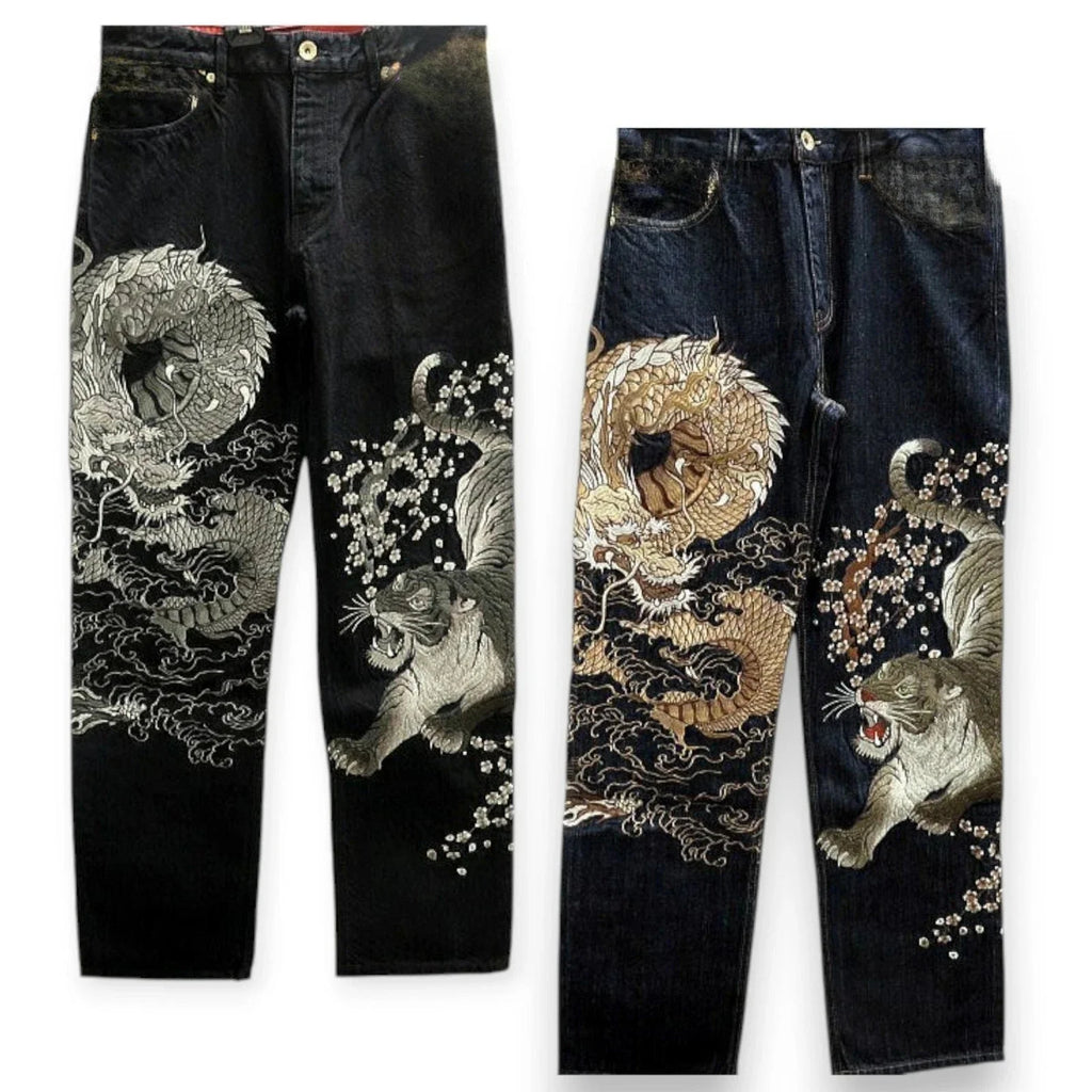 American Japanese Retro Selvedge Jeans Man Y2K High-end Brand Natural Indigo Dip Dyeing Harajuku Mopping Pants