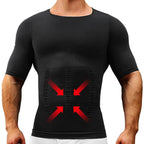 Mens Slimming Body Shaper Short Sleeves Shirts Abs Abdomen Slim Gym Workout Tummy Control Compression Tops Fitness Shapewear