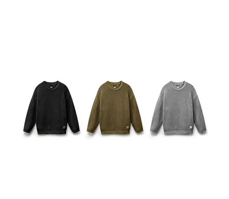 Maden Retro Heavyweight Knitted Sweater Loose Round Neck Pullover Warm Versatile Base Layer Knitwear for Men's Autumn and Winter