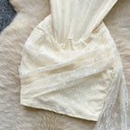 SINGREINY French Strapless Sexy Short Dress 2025 Heart Hollow Out Beading Sundress Backless Corset Lace Beach Mini Dress