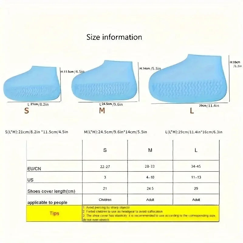 Shoe Waterproof Cover 1 Pair of Outdoor Rubber Rain Boot Covers Silicone Waterproof Shoe Covers Rainy Day Shoe Covers Shoes Gear