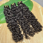 Burmese Curly Human Hair Bundles #1B Natural Color Wavy Raw Virgin Hair Weave Extensions Bouncy Curly 100% Human Hair For Women