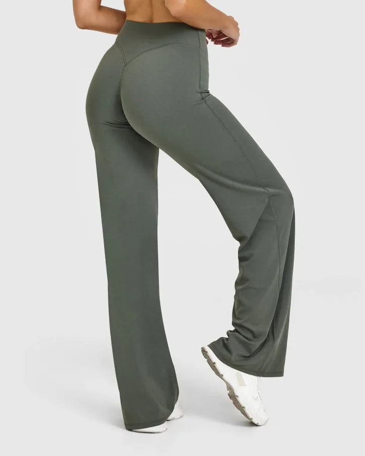 NCLAGEN Straight-Leg Pants Ultra Soft Butter Fabric Women's Mid-Waist Yoga Pants GYM Naked Feel Pilates Running Sport Trousers