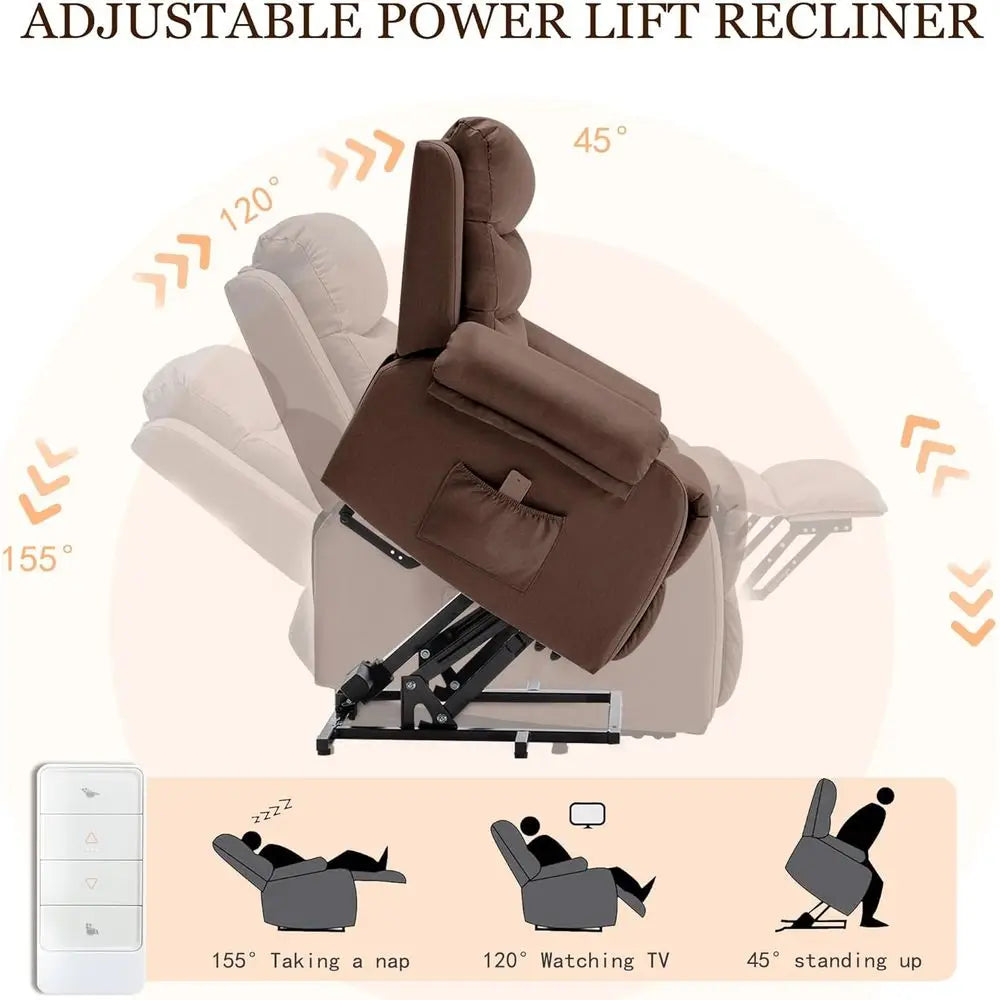 Adult-Sized Power Recliners with Assist Features for Elderly Comfort, Compact Recliners with Lift, Electric Sofas with Memory Fo
