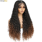 Donghou 24Inch Lace Front Boho Braided Wigs for Women Knotless Braid Wig Natural Hairline Box Braid wigs Premium Lightweight Wig