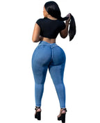 2025 & 2026 New High Waist Slim Fit Washed Blue Denim Jeans Women Stretchy Slimming Street Style Fashion Casual Long Pants
