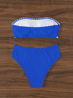 Swimwear White 2 Piece Strapless Swimsuit for Women Sexy Bandeau Backless Bikini Set Lace-up Patchwork Bathing Suit 2025 New