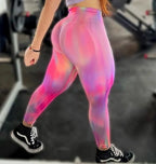 New Tie Dyed High Waist Gym Leggings Push Up Scrunch Seamless Thick Sports Pants Elastic Soft Yoga Workout Leggins Women