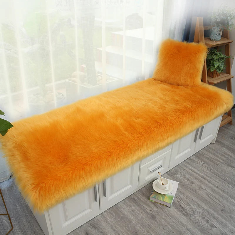 Luxury Faux Sheepskin Carpet Modern Living Room Home Decor Imitation Wool Mat Balcony Window Cushion Kids Bedroom Rug White Gray
