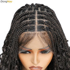 Donghou 24Inch Lace Front Boho Braided Wigs for Women Knotless Braid Wig Natural Hairline Box Braid wigs Premium Lightweight Wig