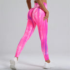 New Tie Dyed High Waist Gym Leggings Push Up Scrunch Seamless Thick Sports Pants Elastic Soft Yoga Workout Leggins Women