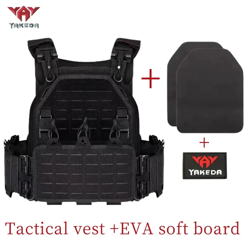 YAKEDA Tactical Vest 6094 Fast Detachable Light Laser Cut Outdoor Hunting Black Gear Carry Vest of High Quality