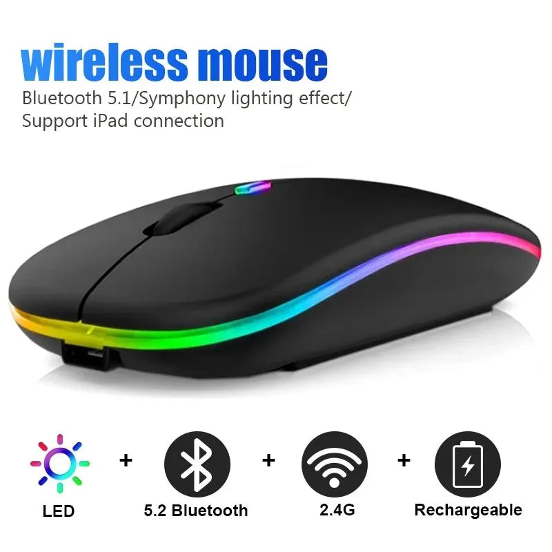 Wireless Mouse RGB Rechargeable Bluetooth Mice Wireless Computer Mause LED Backlit Ergonomic Gaming Mouse for Laptop PC 3600DPI Secondary image