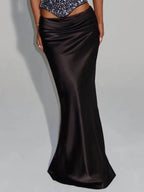 Mozision Sequins Sexy Dress Set Women Sparkle Scarf Collar Crop Tops And Maxi Skirt Elegant Club Party Satin Skirt Matching Set