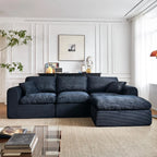 108" Boneless Cloud Sectional Couch for Small Living Room – L-Shape Modular Sofa with Ottoman, Deep Seat, Corduroy,, Customized