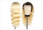 1B 613 Body Wave Human Hair Wig 13x6 Hd Lace Frontal Wig Brazilian 2 Tone Dark Root Ombre Blonde Lace Front Wigs For Black Women