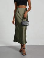 Fashion Satin Party Long Skirt High Waist Solid Color Casual Basic Women Skirts Fishtail Skirt Chic Summer Woman Clothing 2026