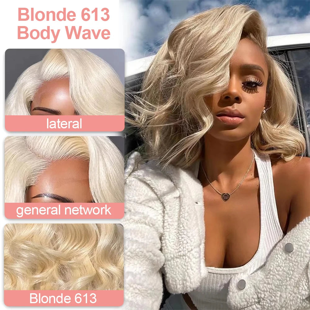 HD Transparent Short Bob 613 Blonde Body Wave 13x6 Lace Front Human Hair Wigs For Women Brazilian Lace Frontal Wig Pre Plucked